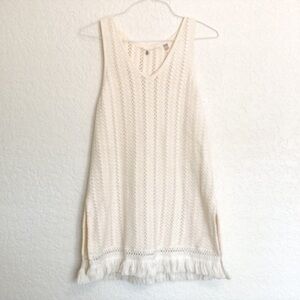SHIRT Anthropology knitted and knotted white knitted boho tank top